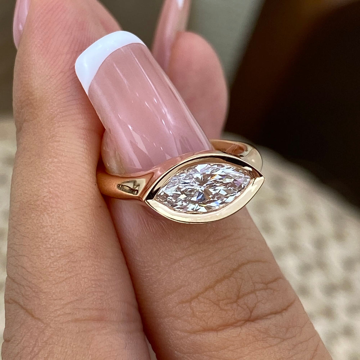 Eileen 1.0 Marquise Lab-Grown Diamond Solitaire, Bezel Ring
