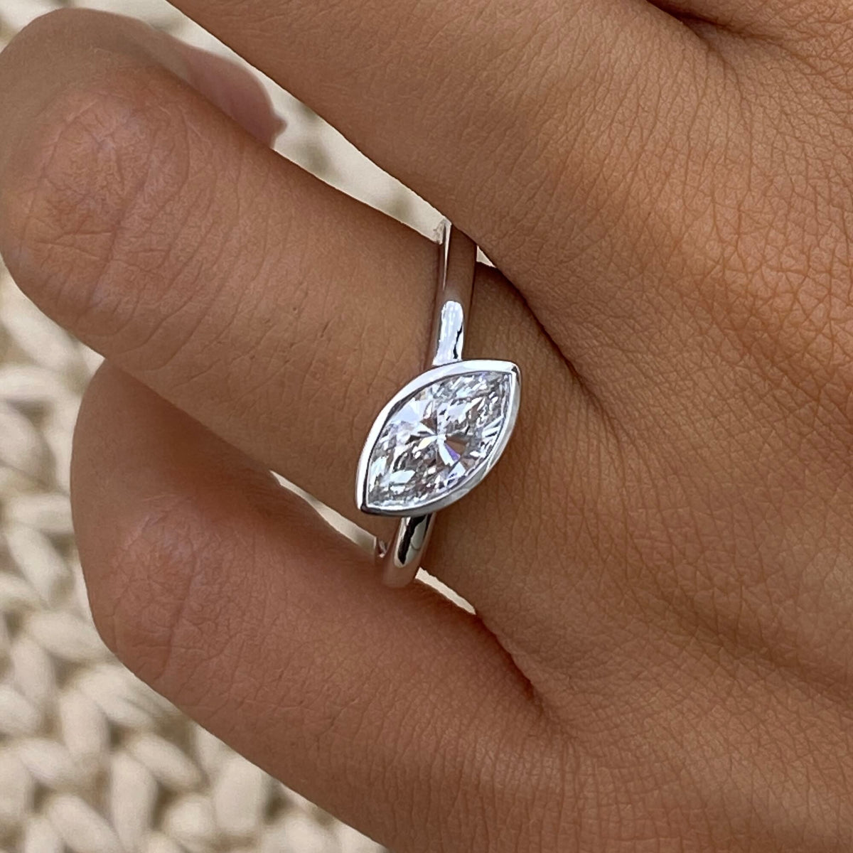 Emmeline 0.9 Marquise Lab-Grown Diamond Solitaire, Bezel Ring