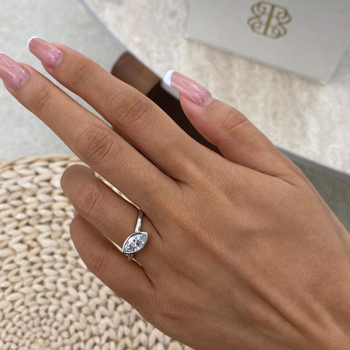 Emmeline 0.9 Marquise Lab-Grown Diamond Solitaire, Bezel Ring