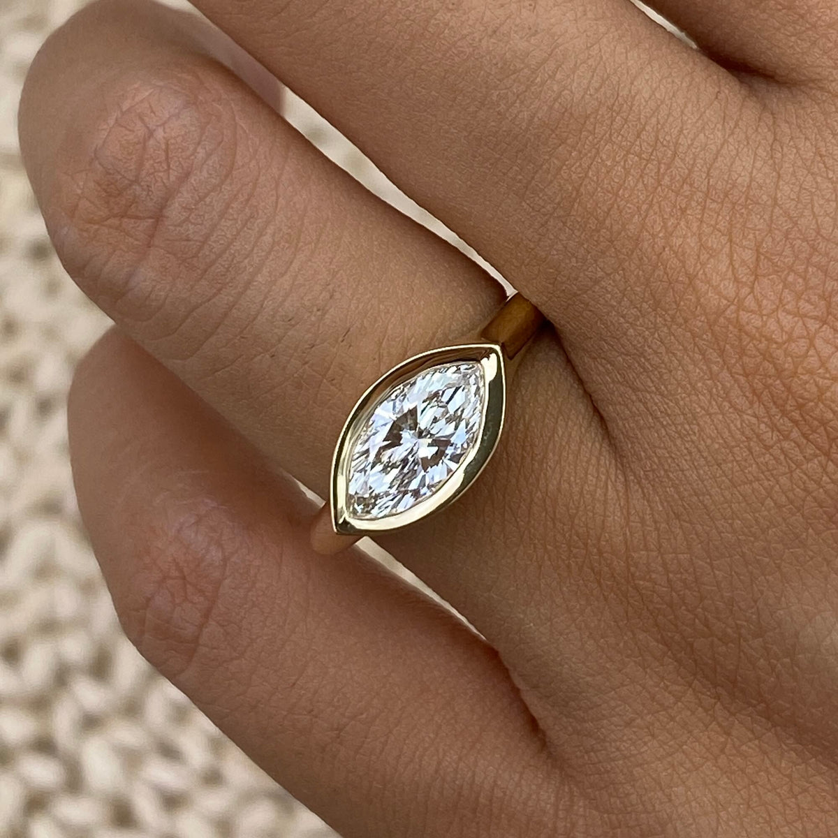 Eileen 1.0 Marquise Lab-Grown Diamond Solitaire, Bezel Ring