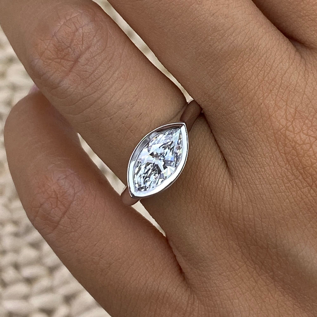 Eileen 1.0 Marquise Lab-Grown Diamond Solitaire, Bezel Ring