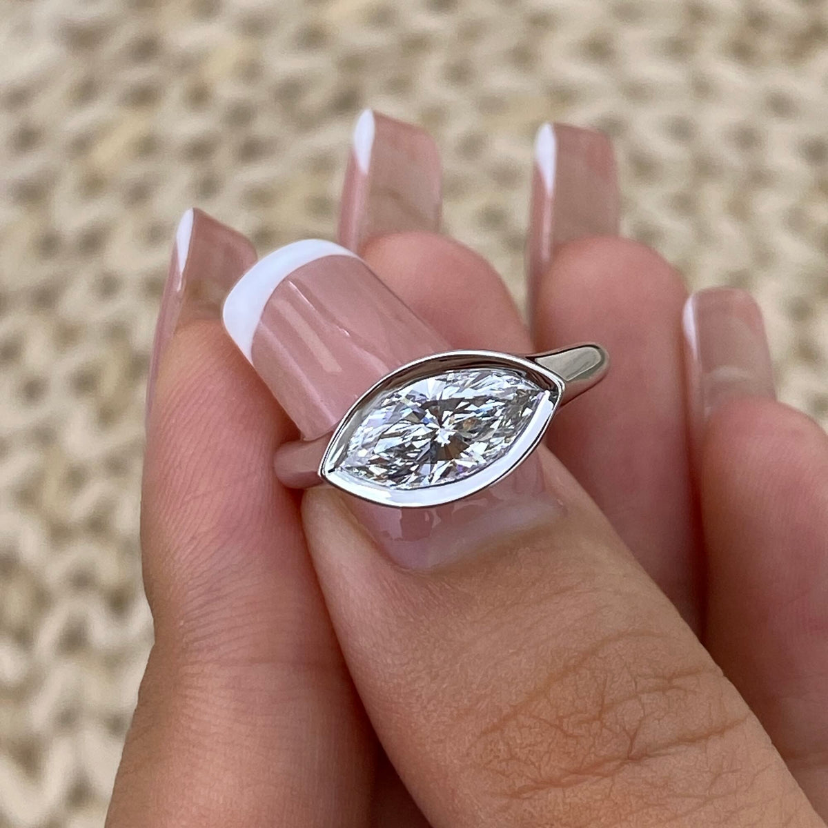 Eileen 1.0 Marquise Lab-Grown Diamond Solitaire, Bezel Ring