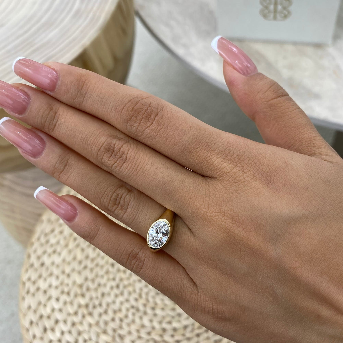 Antonia 1.5 Oval Lab-Grown Diamond Bezel, Special Ring