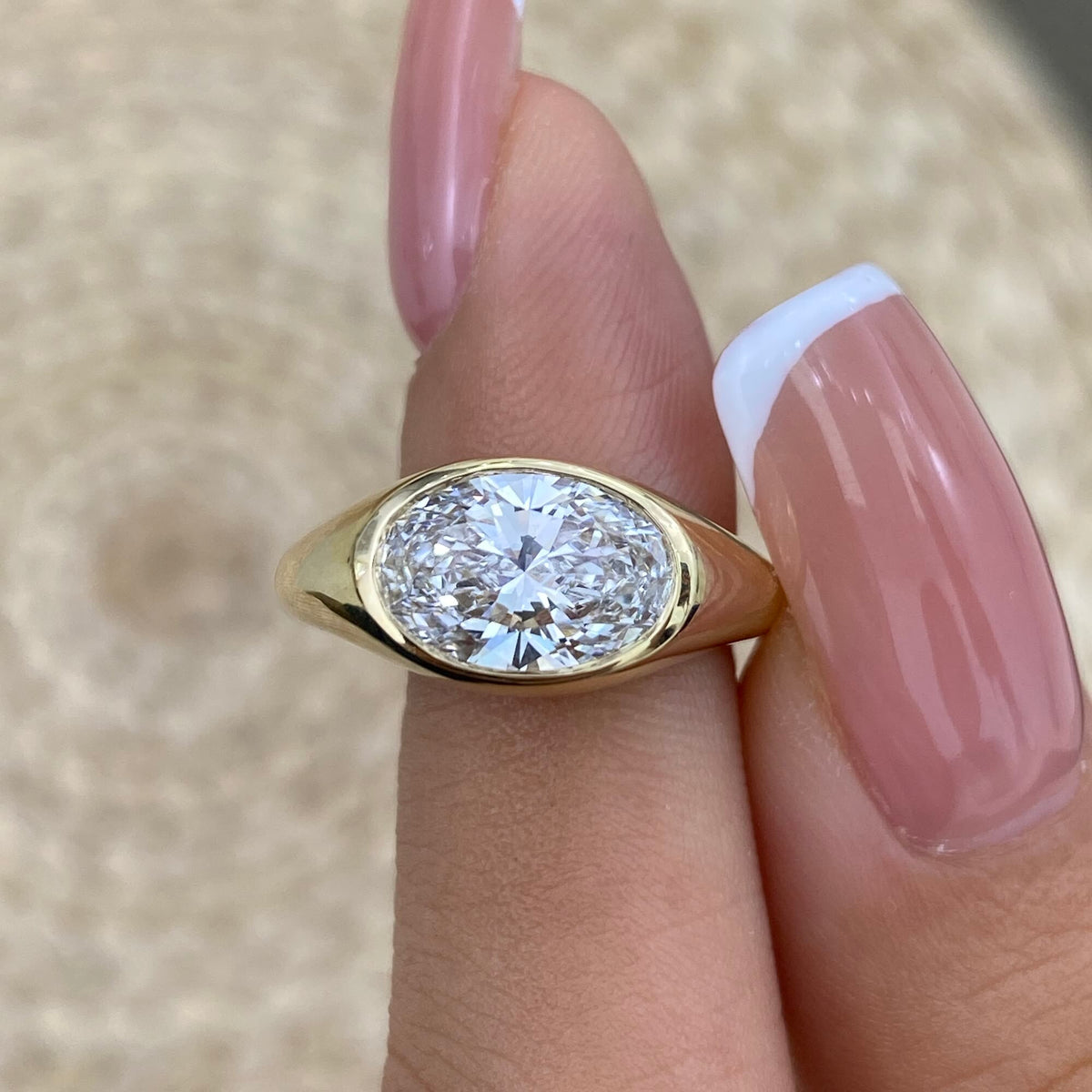 Antonia 1.5 Oval Lab-Grown Diamond Bezel, Special Ring