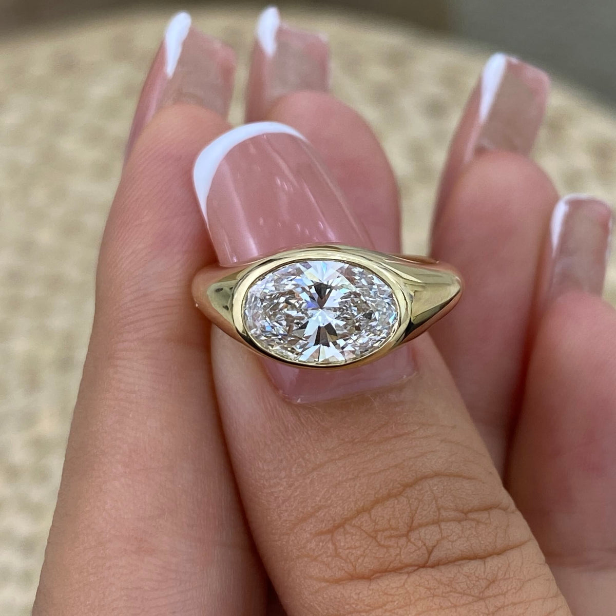 Antonia 1.5 Oval Lab-Grown Diamond Bezel, Special Ring
