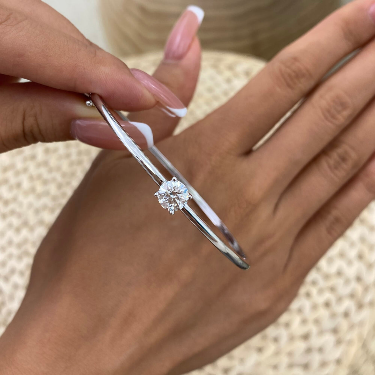 Emma 1.0 Round Lab-Grown Diamond Bangle, Solitaire Bracelet