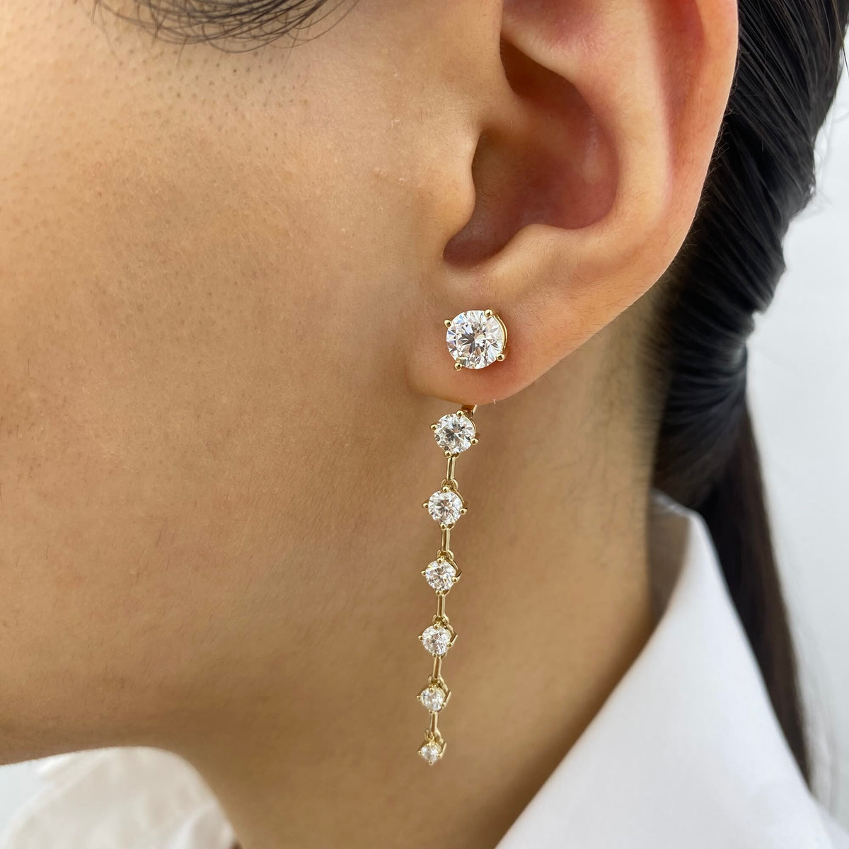 Celia 4.2 Round Lab-Grown Diamond Solitaire, Drop Earrings