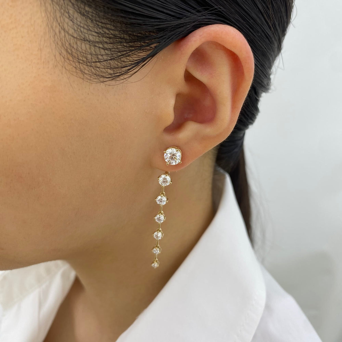 Celia 4.2 Round Lab-Grown Diamond Solitaire, Drop Earrings