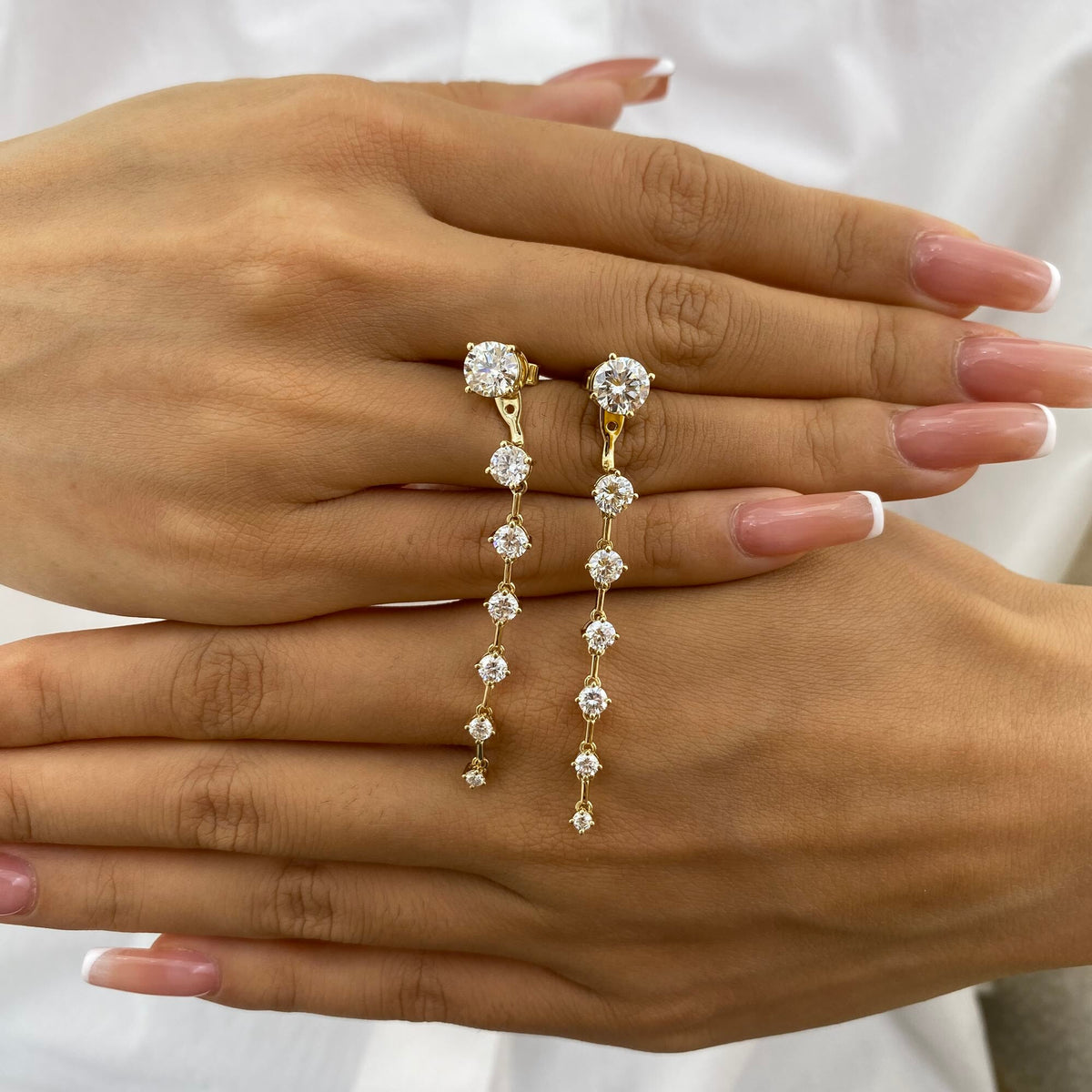 Celia 4.2 Round Lab-Grown Diamond Solitaire, Drop Earrings