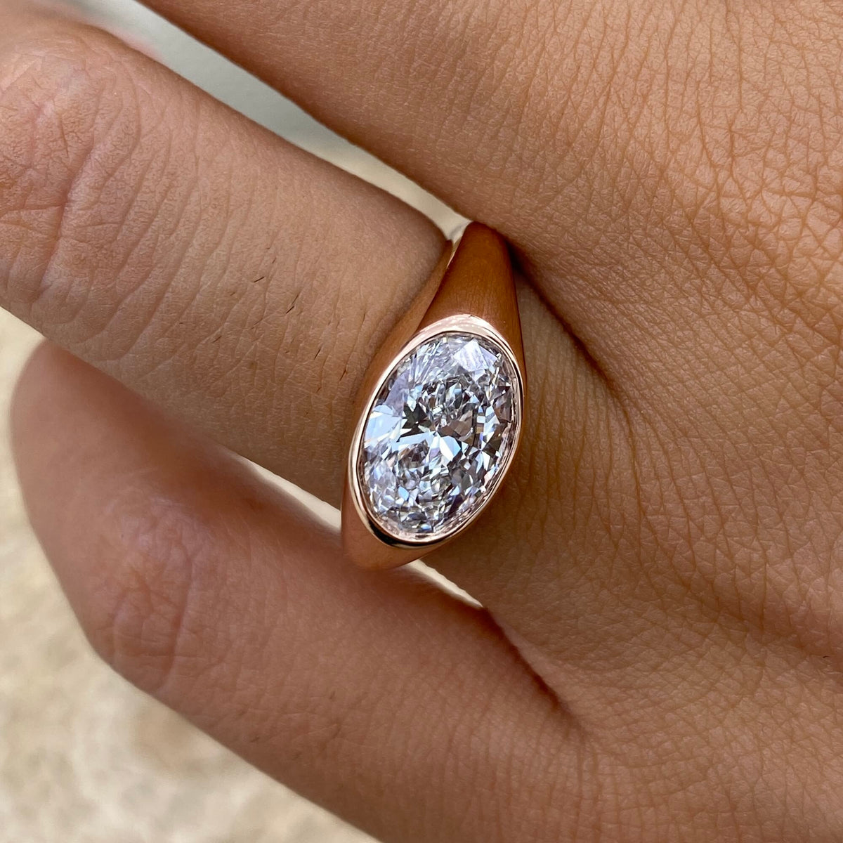 Antonia 1.5 Oval Lab-Grown Diamond Bezel, Special Ring