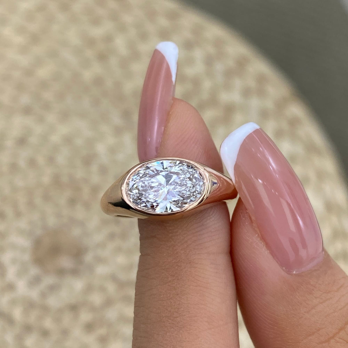 Antonia 1.5 Oval Lab-Grown Diamond Bezel, Special Ring
