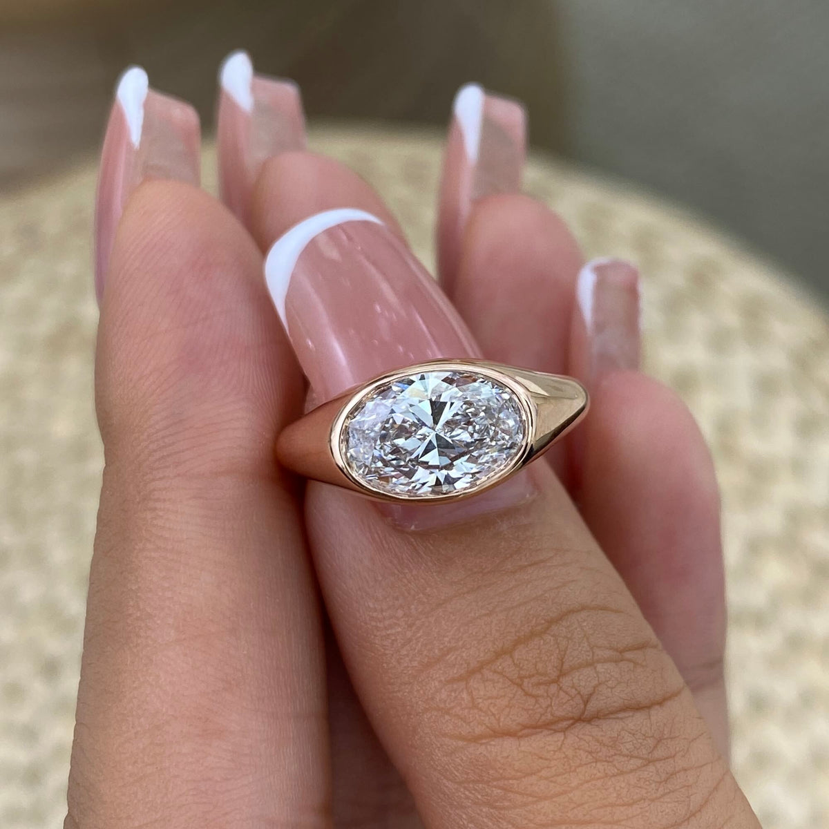 Antonia 1.5 Oval Lab-Grown Diamond Bezel, Special Ring