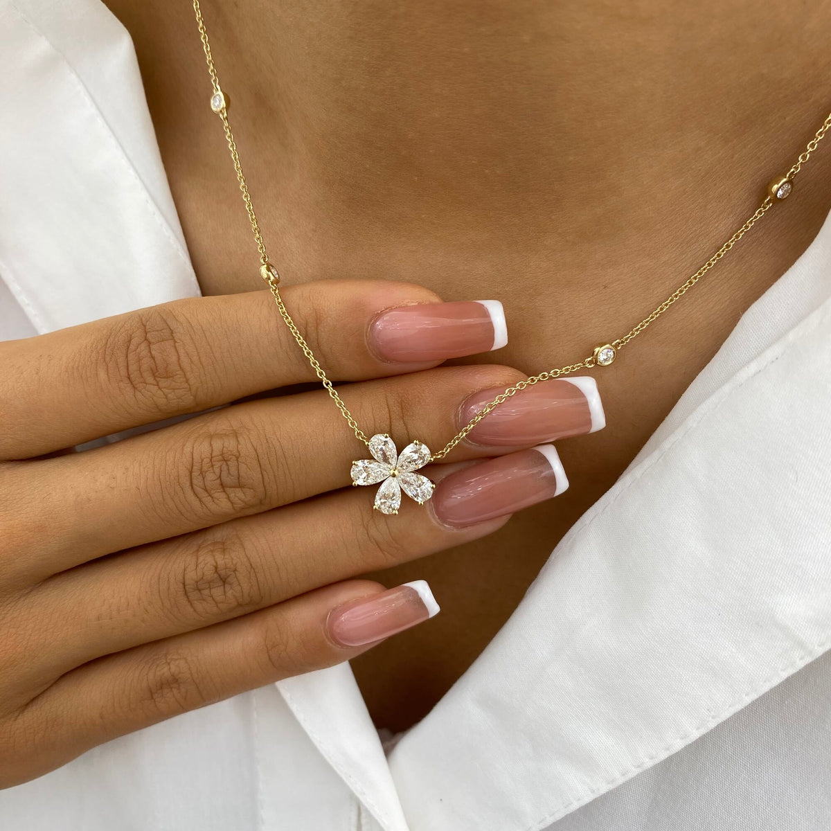 Brooklyn 1.6 Pear Lab-Grown Diamond Chain, Station Necklace