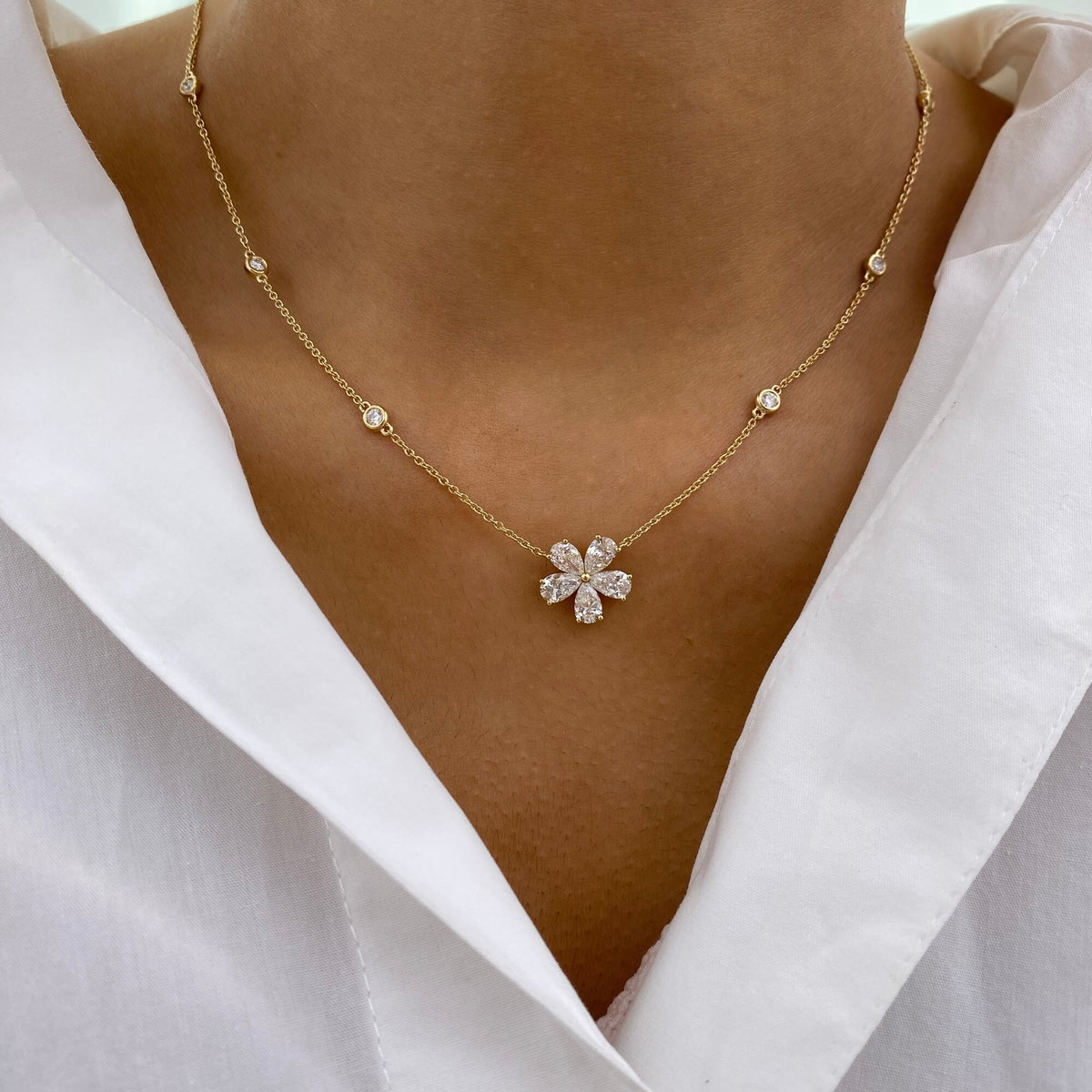 Brooklyn 1.6 Pear Lab-Grown Diamond Chain, Station Necklace