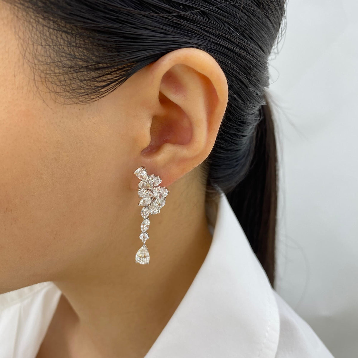 Belen 8.4 Pear Lab-Grown Diamond Bouquet, Drop Earrings