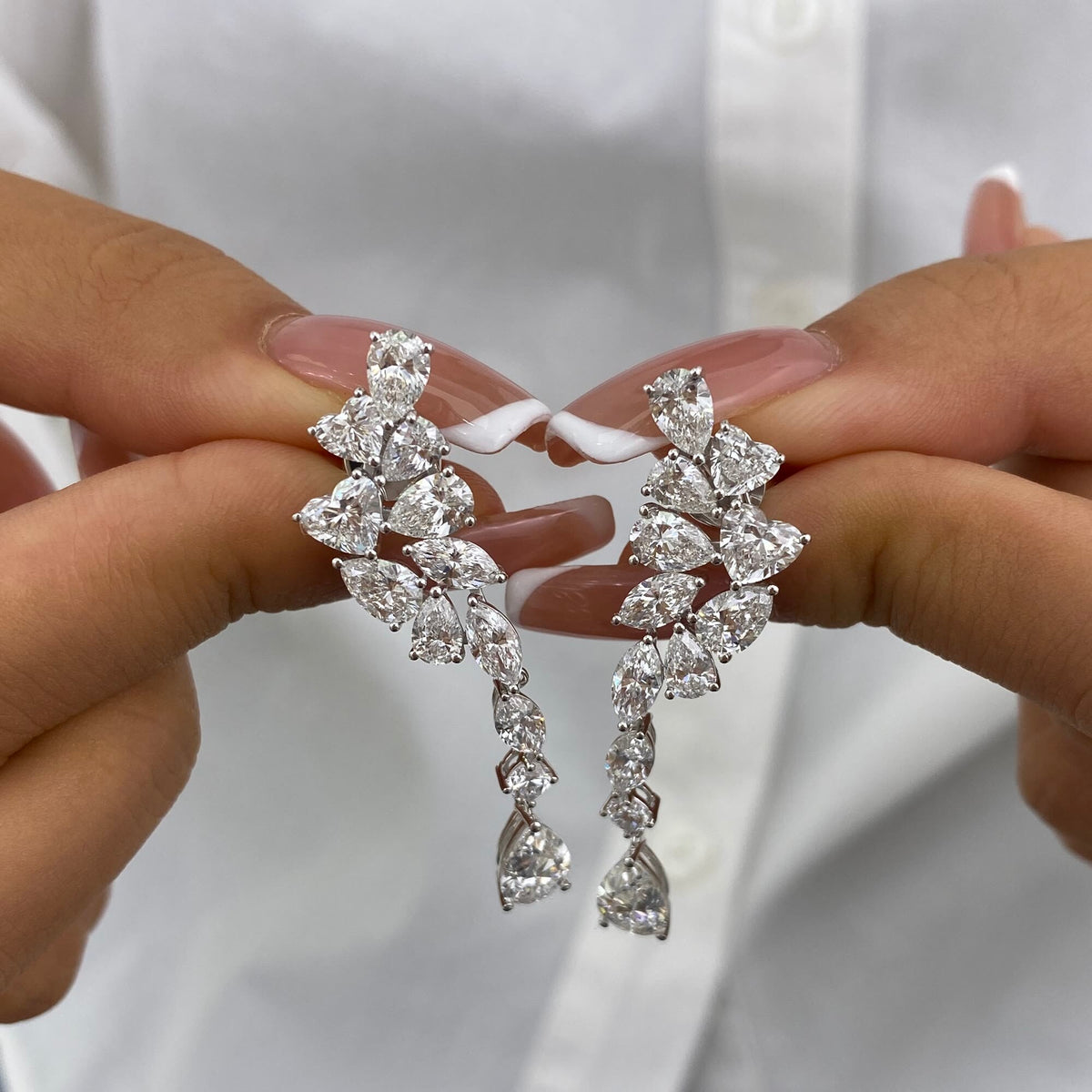 Belen 8.4 Pear Lab-Grown Diamond Bouquet, Drop Earrings