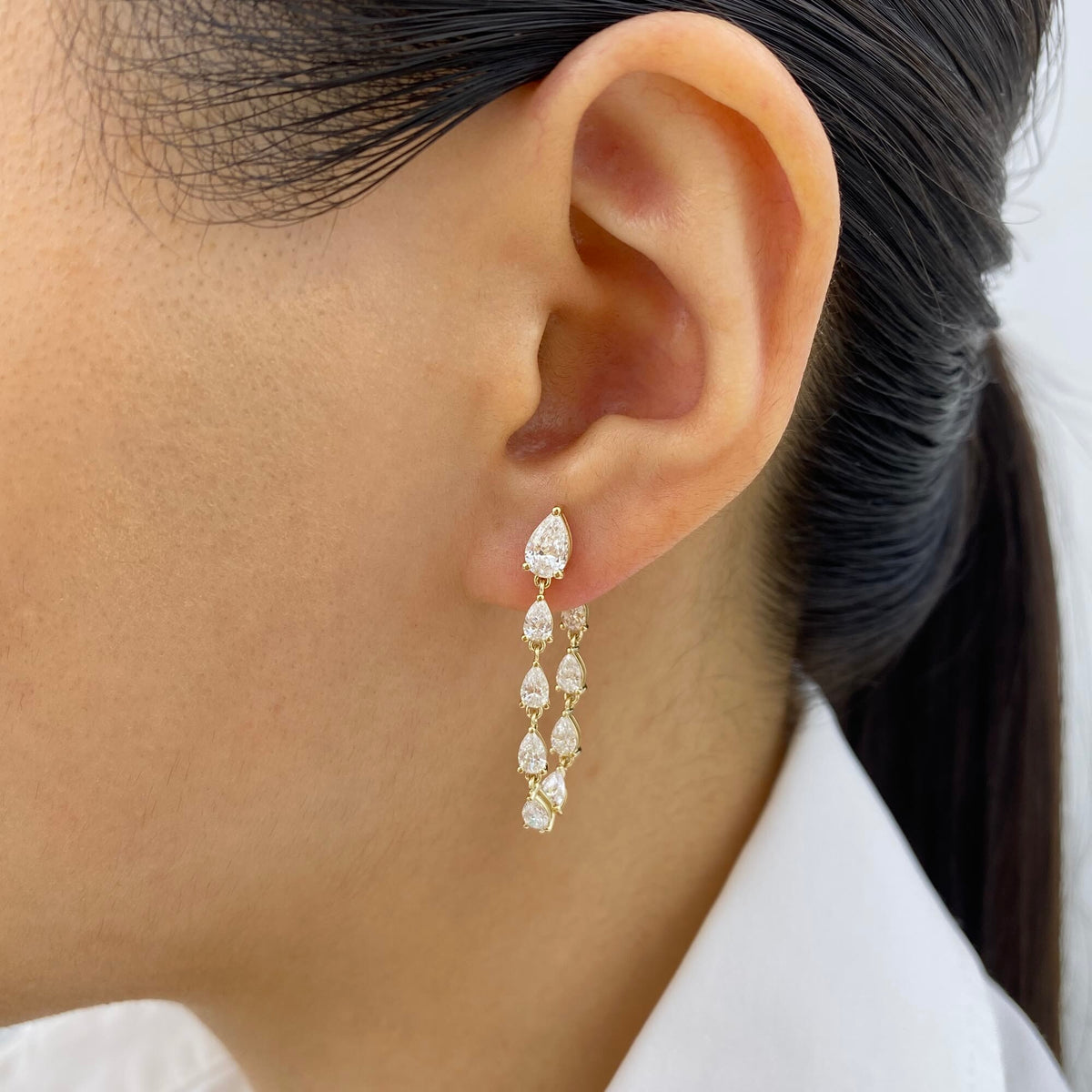 Azalea 2.5 Pear Lab-Grown Diamond Chain, Drop Earrings