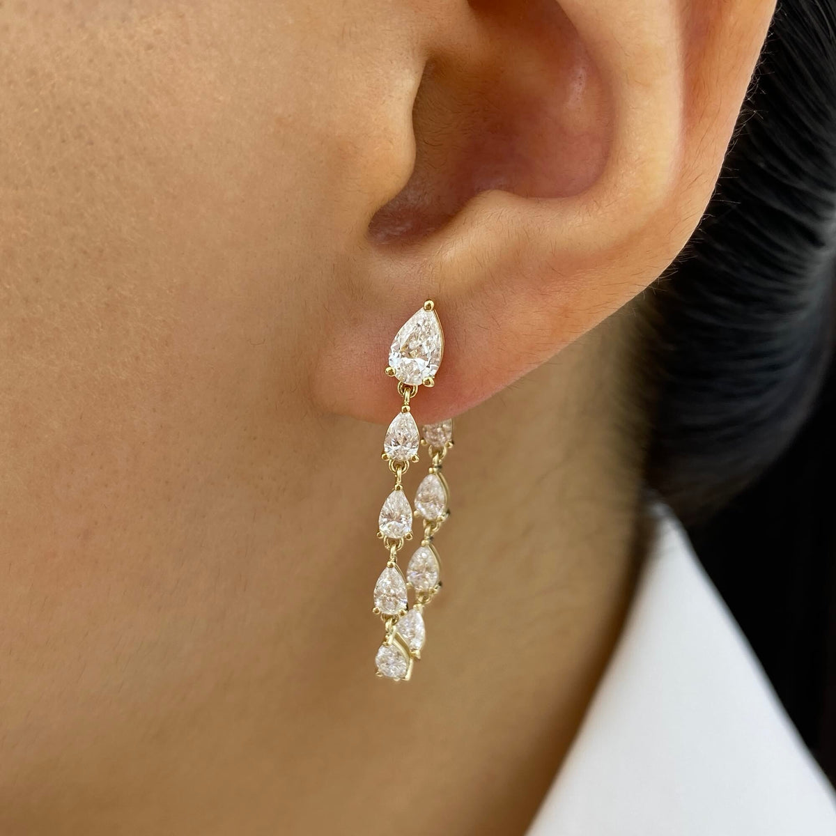 Azalea 2.5 Pear Lab-Grown Diamond Chain, Drop Earrings