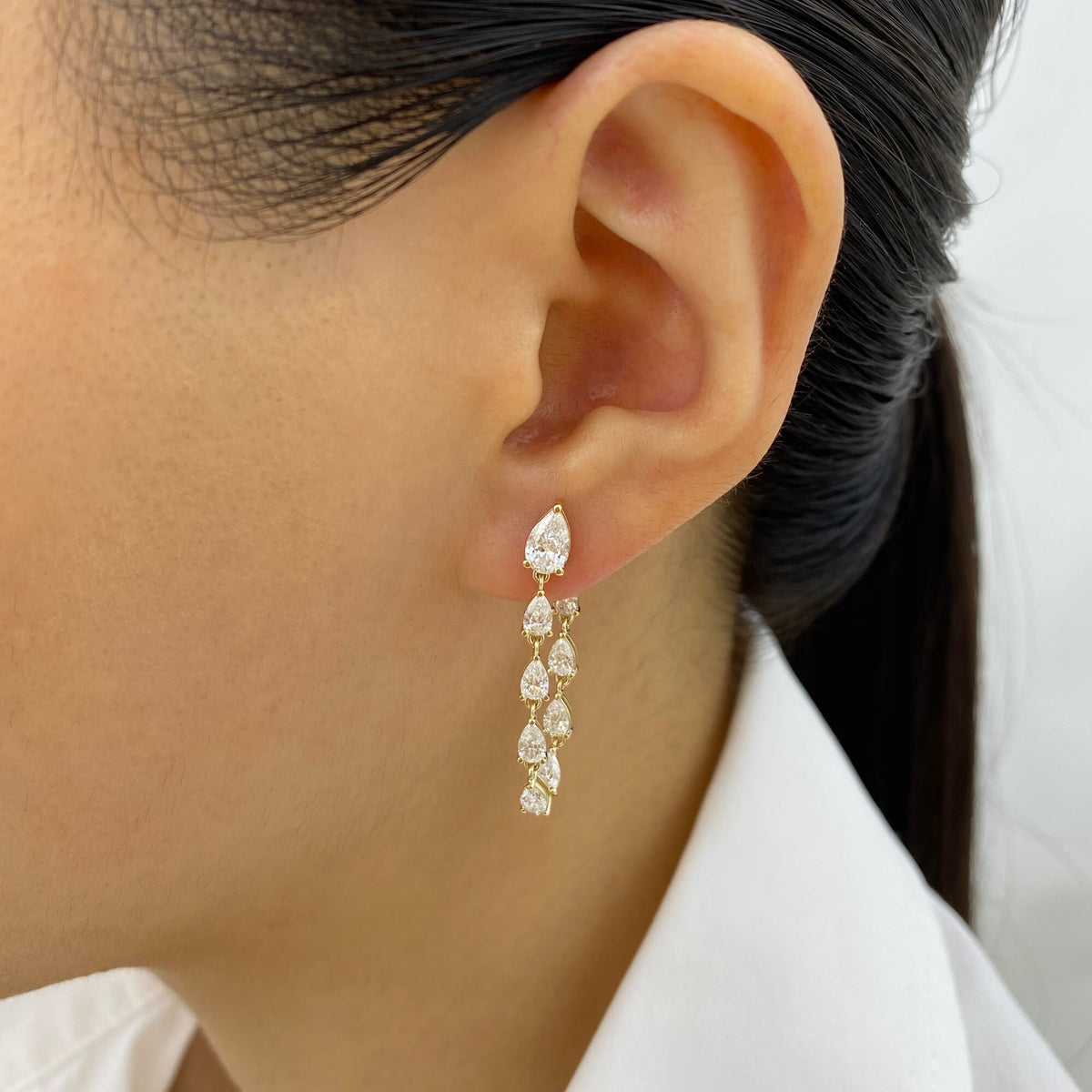 Azalea 2.5 Pear Lab-Grown Diamond Chain, Drop Earrings