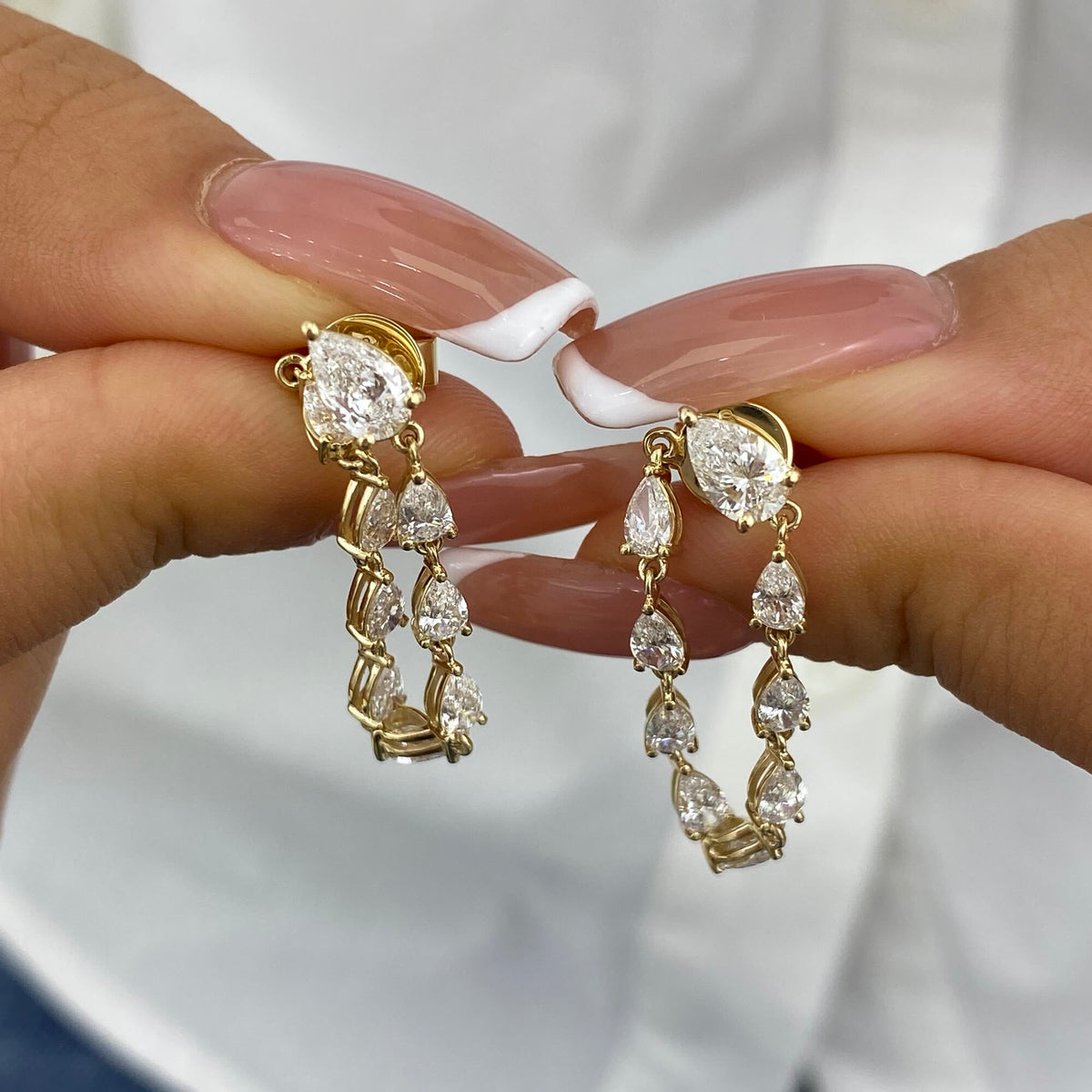 Azalea 2.5 Pear Lab-Grown Diamond Chain, Drop Earrings