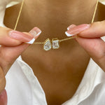 Edith 2.0 PearEmerald Lab-Grown Diamond Toi  Moi, Solitaire Necklace