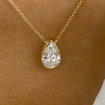 Alberta 1.0 Pear Lab-Grown Diamond Solitaire, Bezel Necklace