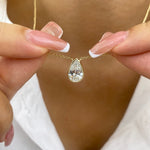 Alberta 1.0 Pear Lab-Grown Diamond Solitaire, Bezel Necklace