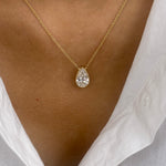 Alberta 1.0 Pear Lab-Grown Diamond Solitaire, Bezel Necklace