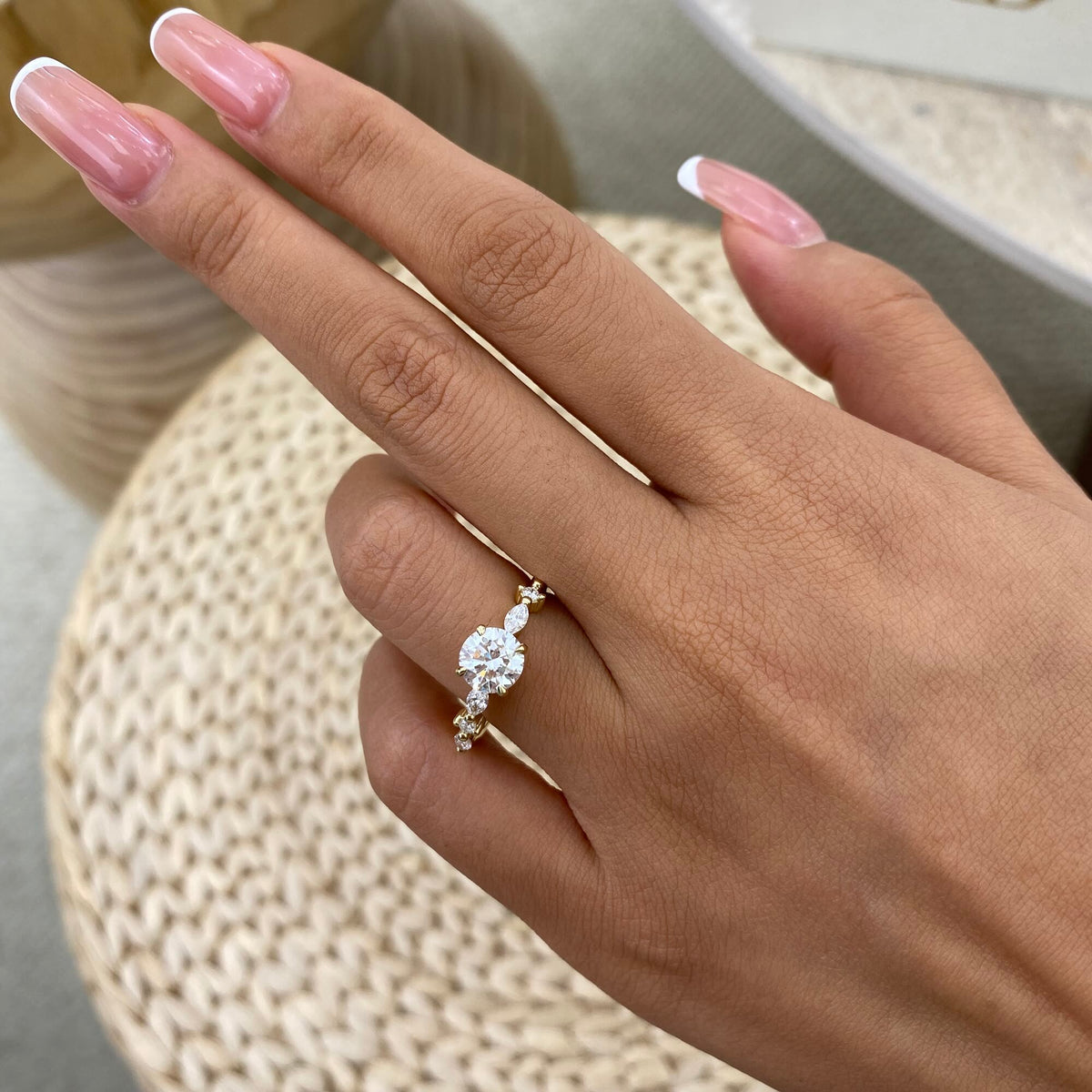 Ada 1.3 Round Lab-Grown Diamond Side Stone Ring