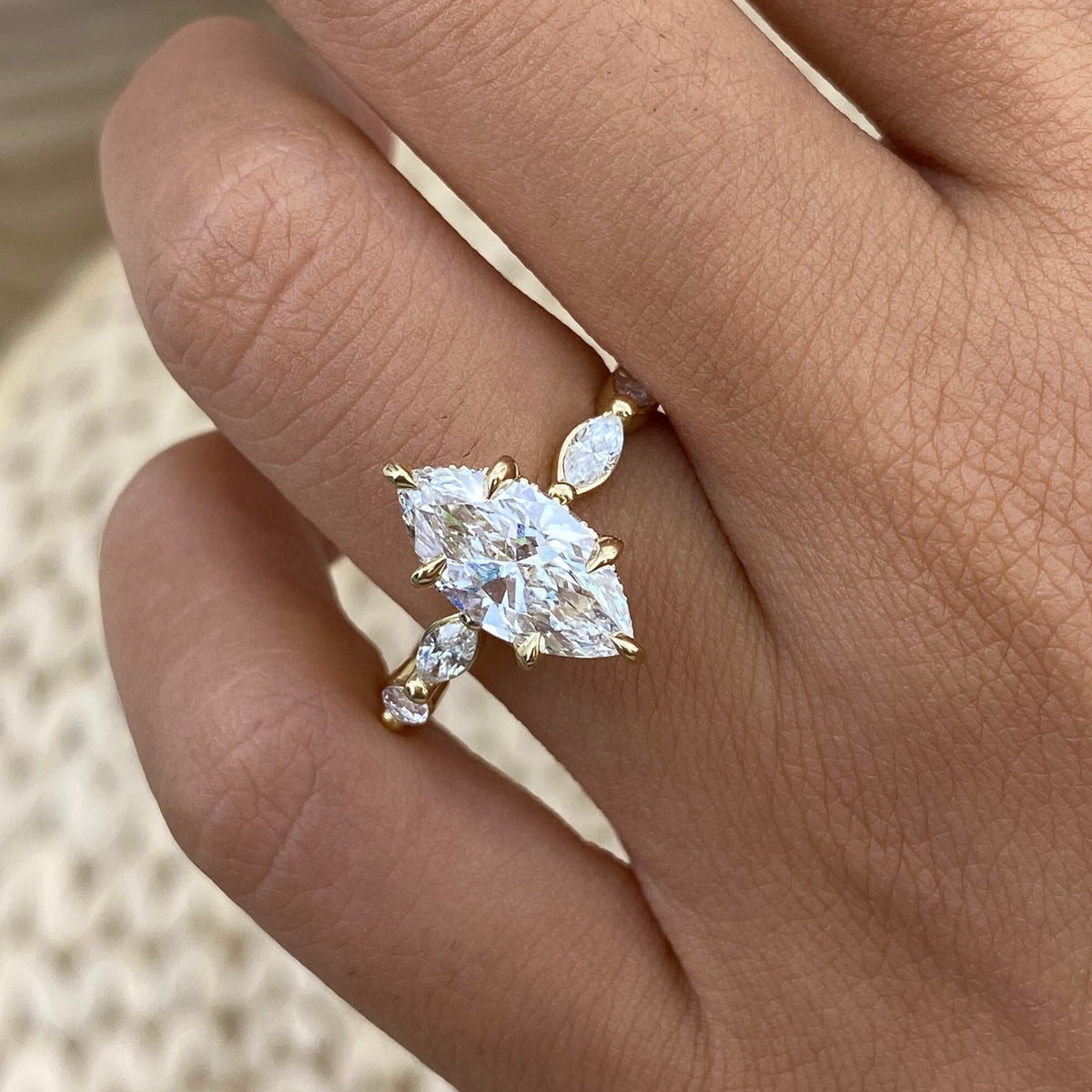 Jenna 2.1 Marquise Lab-Grown Diamond Side Stone Ring