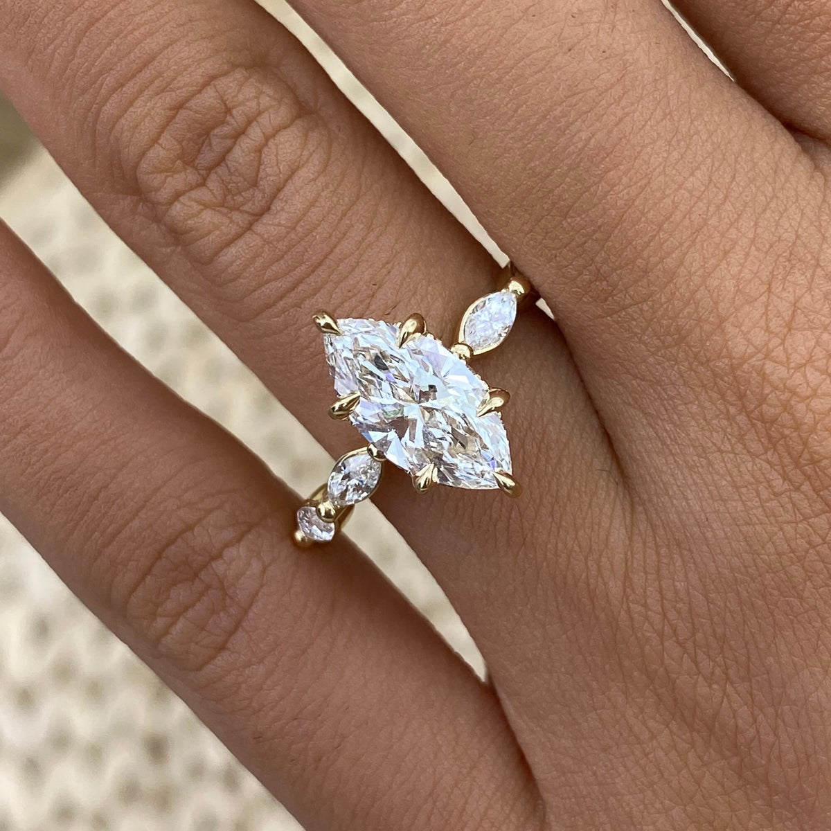Jenna 2.1 Marquise Lab-Grown Diamond Side Stone Ring