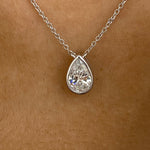 Alberta 1.0 Pear Lab-Grown Diamond Solitaire, Bezel Necklace
