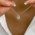 Alberta 1.0 Pear Lab-Grown Diamond Solitaire, Bezel Necklace