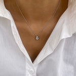 Alberta 1.0 Pear Lab-Grown Diamond Solitaire, Bezel Necklace