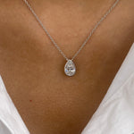 Alberta 1.0 Pear Lab-Grown Diamond Solitaire, Bezel Necklace