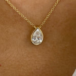Alberta 2.0 Pear Lab-Grown Diamond Solitaire, Bezel Necklace