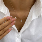 Alberta 2.0 Pear Lab-Grown Diamond Solitaire, Bezel Necklace