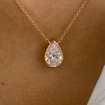 Alberta 2.0 Pear Lab-Grown Diamond Solitaire, Bezel Necklace
