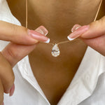 Alberta 2.0 Pear Lab-Grown Diamond Solitaire, Bezel Necklace