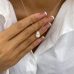 Alberta 2.0 Pear Lab-Grown Diamond Solitaire, Bezel Necklace