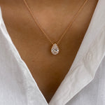 Alberta 2.0 Pear Lab-Grown Diamond Solitaire, Bezel Necklace