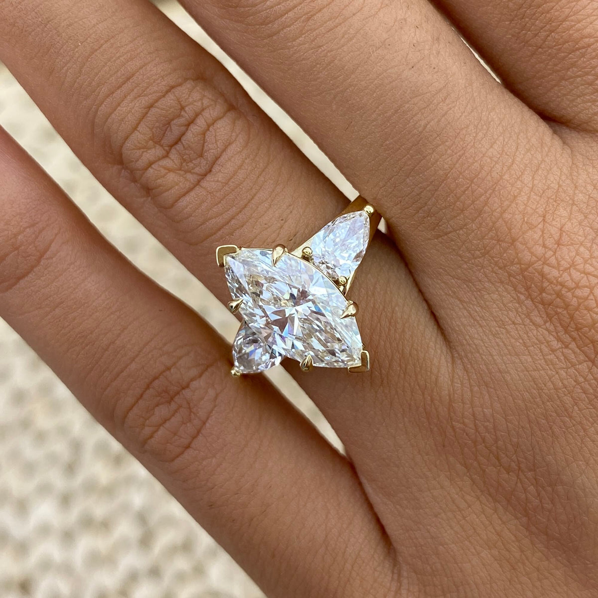 Anika 3.4 Marquise Lab-Grown Diamond Three Stone Ring