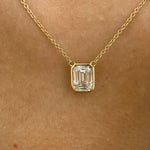 Alberta 1.5 Emerald Lab-Grown Diamond Solitaire, Bezel Necklace