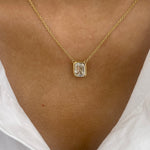 Alberta 1.5 Emerald Lab-Grown Diamond Solitaire, Bezel Necklace