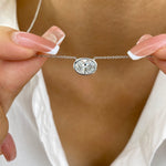 Alberta 1.5 Oval Lab-Grown Diamond Solitaire, Bezel Necklace