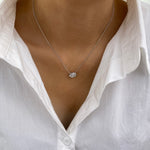 Alberta 1.5 Oval Lab-Grown Diamond Solitaire, Bezel Necklace