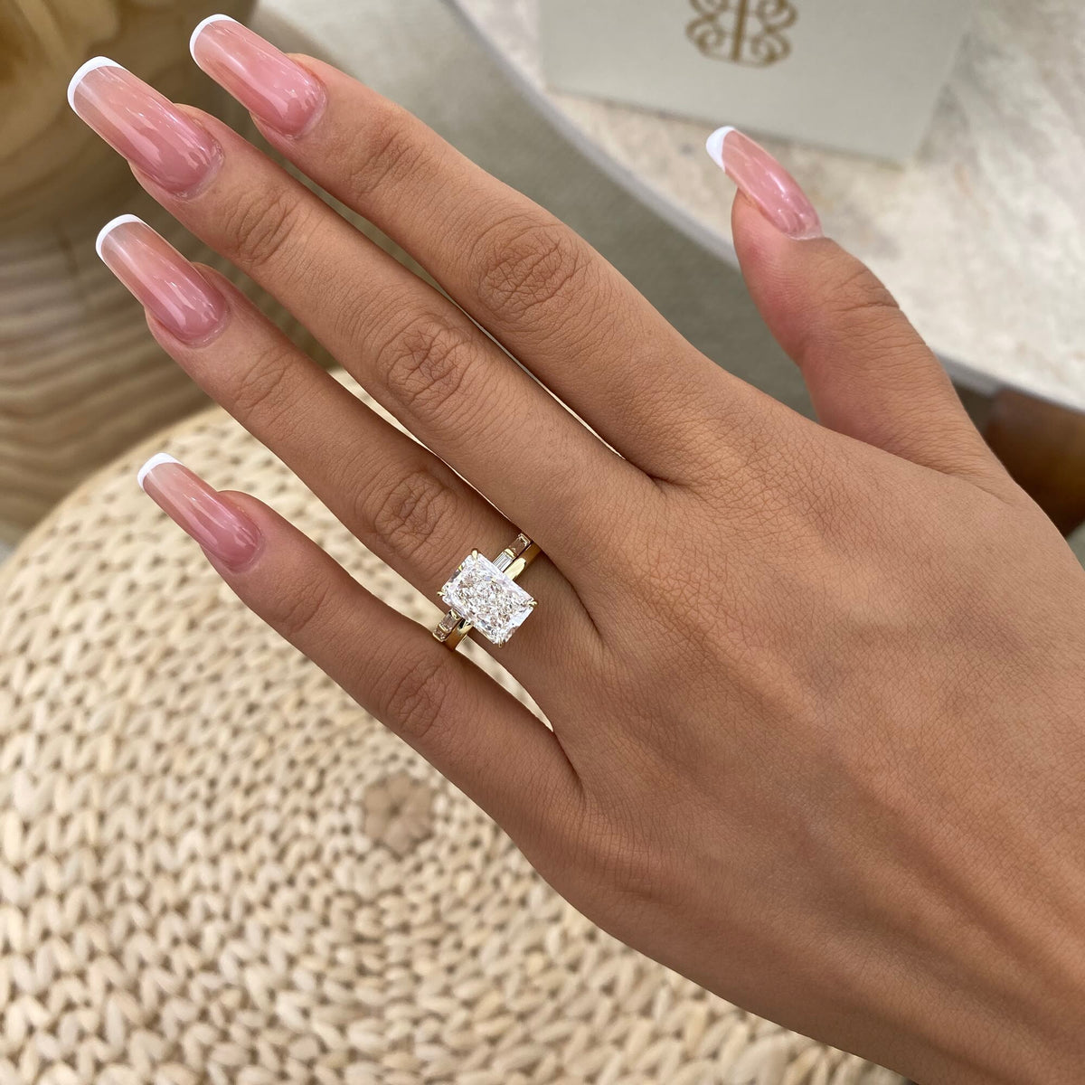 Aislinn 3.4 Radiant Lab-Grown Diamond Bridal Set, Solitaire Rings Set