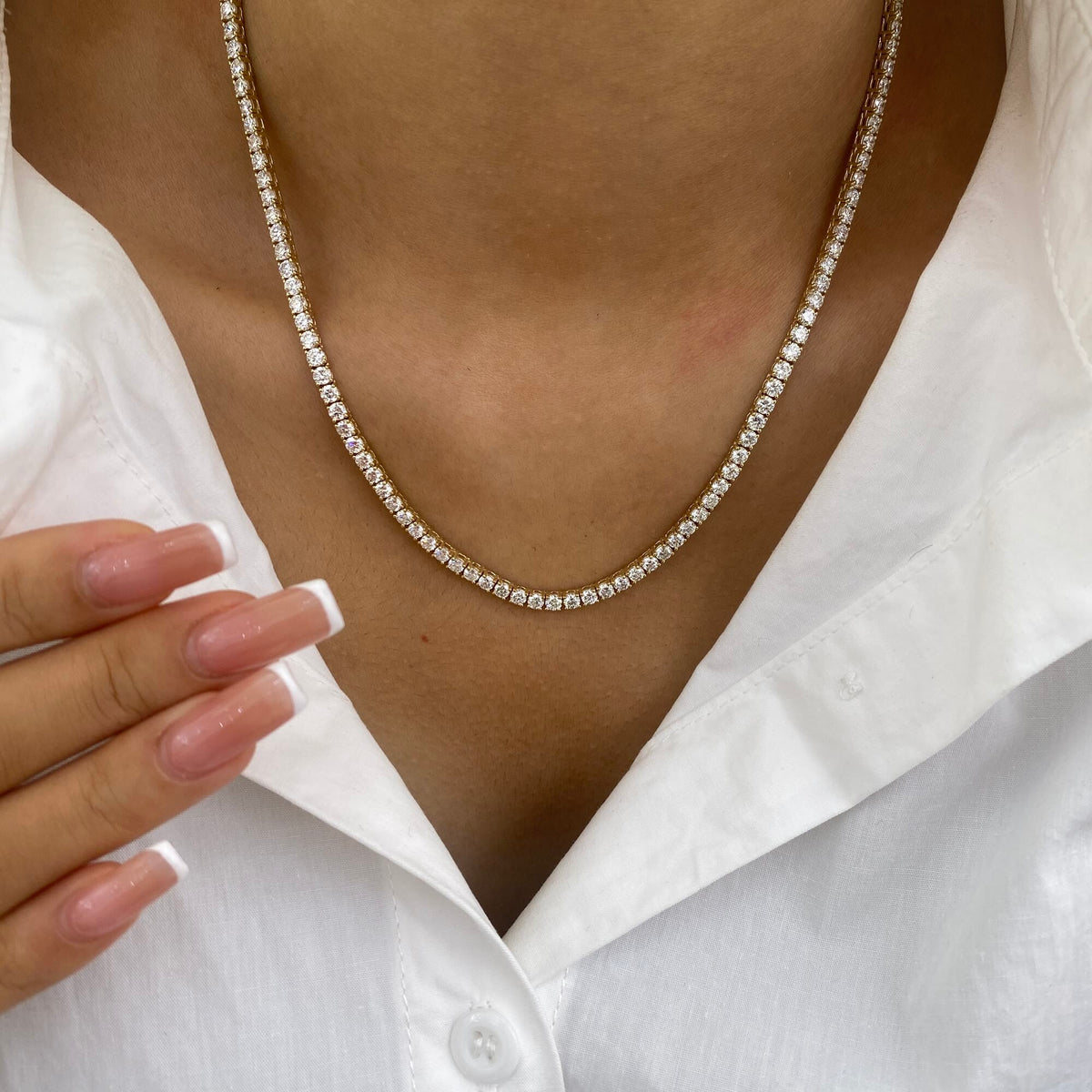 Agnes 11.8 Round Lab-Grown Diamond Tennis Necklace