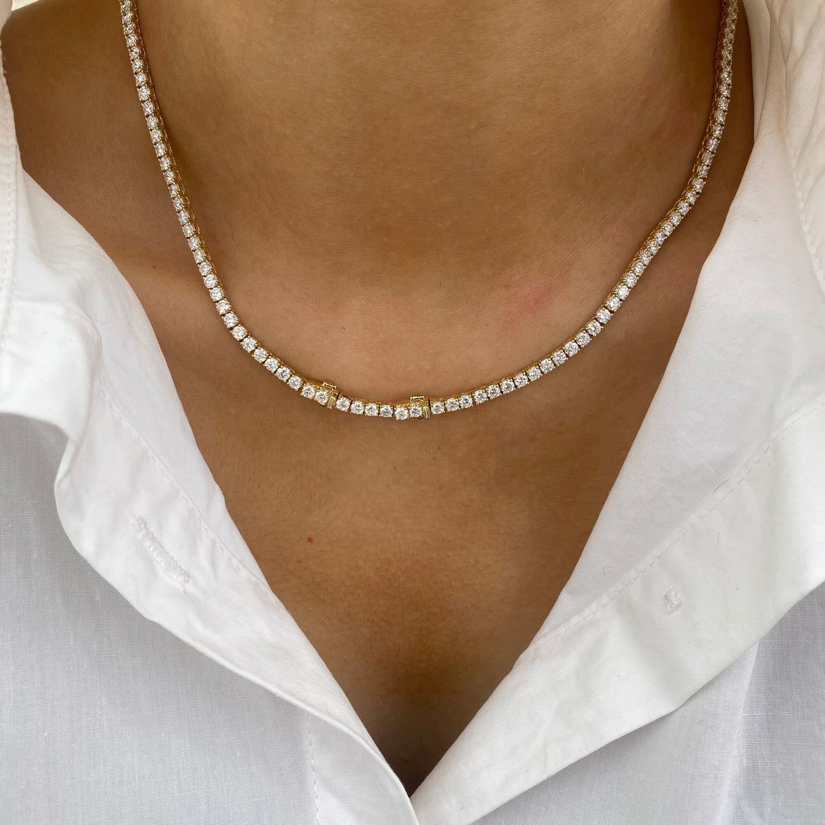Agnes 11.8 Round Lab-Grown Diamond Tennis Necklace