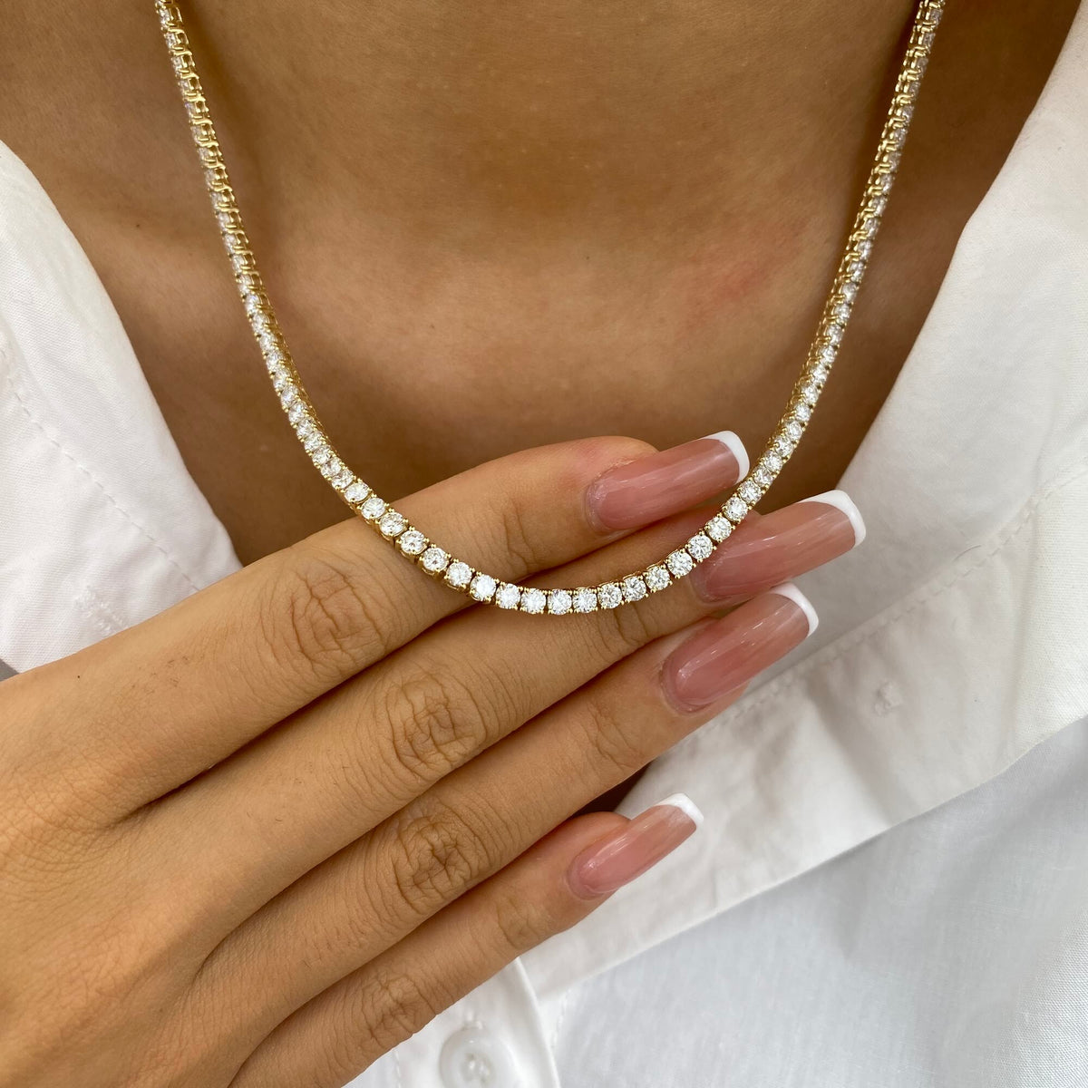 Agnes 11.8 Round Lab-Grown Diamond Tennis Necklace